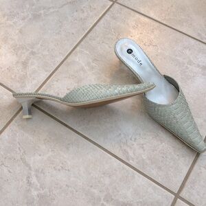 Vintage F.mode faux snake skin slip on pointed shoe